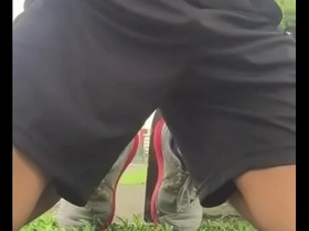 Young Asian boy enjoys outdoor solo pleasure with public masturbation and cum fetish