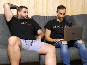 Young straight guy tries out gay for pay with muscle stud
