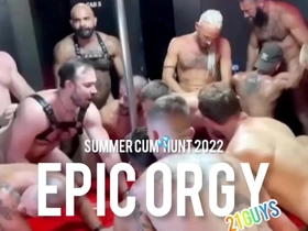A huge gay orgy with 21 men and no condoms.