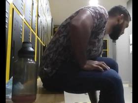 Gay shower scene in the gym with a hot bear and twinks.