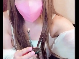 Crossdresser Chikas solo play after a phone call