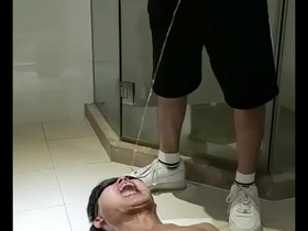 Gay Asian slave gets dominated and humiliated in the toilet