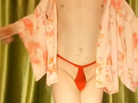 Beautiful Japanese woman in yukata masturbates with a buttplug