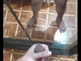 Young and straight teen gives a great handjob with an uncircumcised cock.