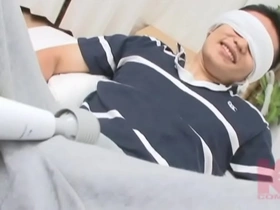 Sensitive skin on an 18-year-old Asian man makes him feel every touch on his erect penis.
