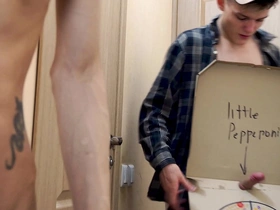 Gay colleagues Casey Donovan and David Galager’s steamy pizza delivery scene.