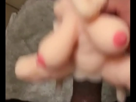 Enjoying the new small Japanese sex doll.