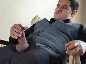Yuri Gaúcho, a hunky gay bear, flaunts his large cock in a solo scene.