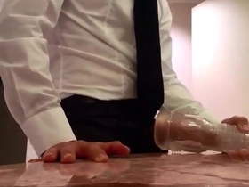 Gay masturbation with a sex toy
