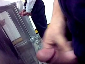 Public toilet jerk off in an Asian setting.