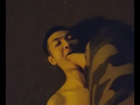 Gay BDSM action on a night drive with an Asian couple