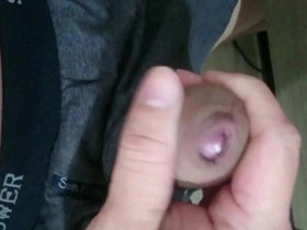 Young Taiwanese boy with a foreskin masturbates.