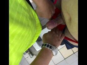 Public toilet show ends up in a steamy affair