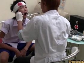 Gay pissing and ass fucking with a professional doctor in an office setting.