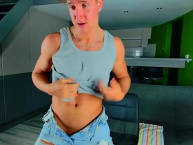Young blonde solo boy masturbates and shows off his gay sex skills