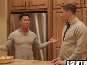 Muscular Asian gay celebrity, Jay Tee, in taboo interracial gay sex scene with white hetero actor.