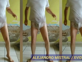 Gay man dancing in wet underclothes and panties MISTRAL RELIEF