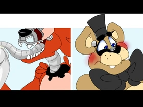 Compilation of gay scenes with big package and muscle men in FNAF style.