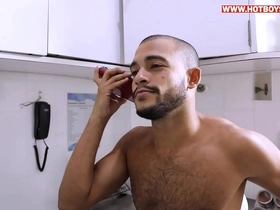 Muscular hunk gets his ass fucked hard for a great workout.
