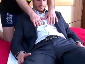 Straight guy's surprise visit turns into a handjob session