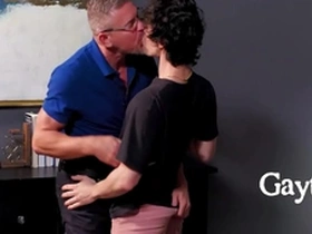 Young gay twinks enjoy intense bareback sex with older man