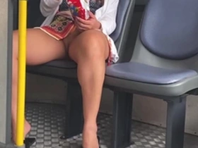 Young step-sis flaunts it all on the bus ride