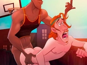 Gay cartoonists draw big cocked basketball players having anal sex