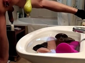 Gay men reach intense anal climax with massive toys