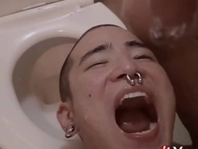 Inked Asian beauty Yoshi Kawasaki receives a massive fist from deviant Axel Abysse