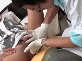 Twink gets anal play from doctor in uniform before getting a bareback creampie