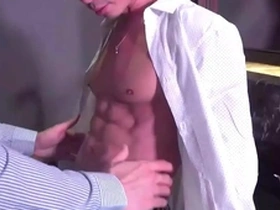 These fit Asians adore each other’s muscles after a wine accident.